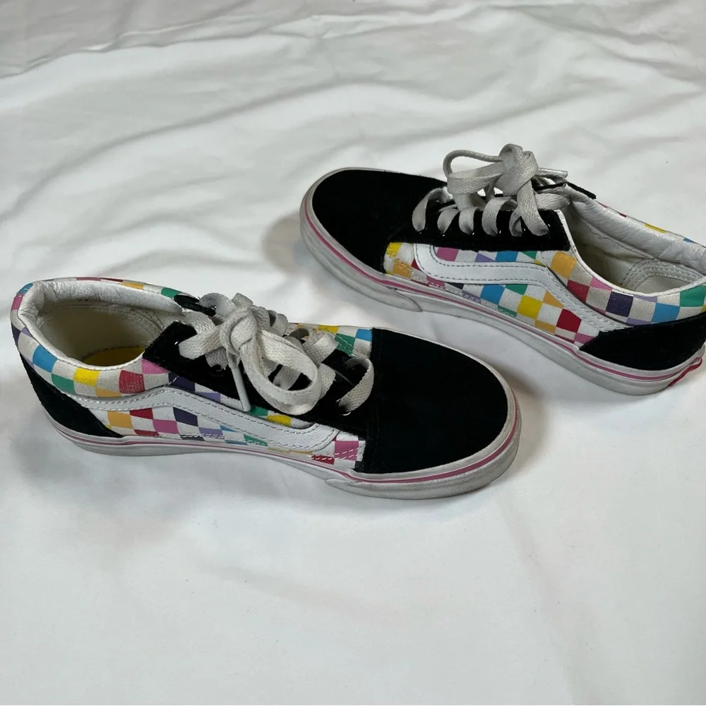 Vans Old Skool Kids Youth Size 2Y Multicolored Checkerboard Walking Shoe Sneaker